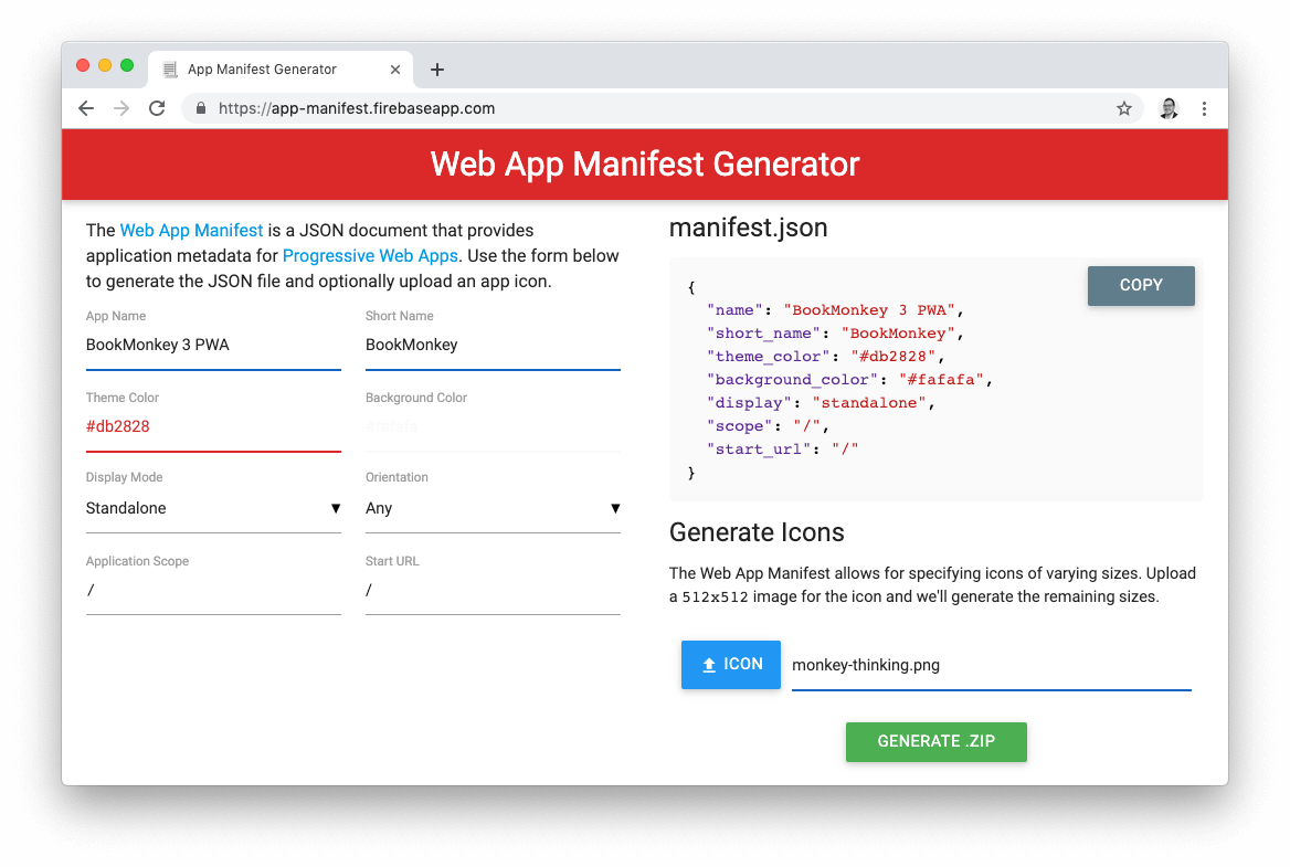 Screenshot Web App Manifest Generator