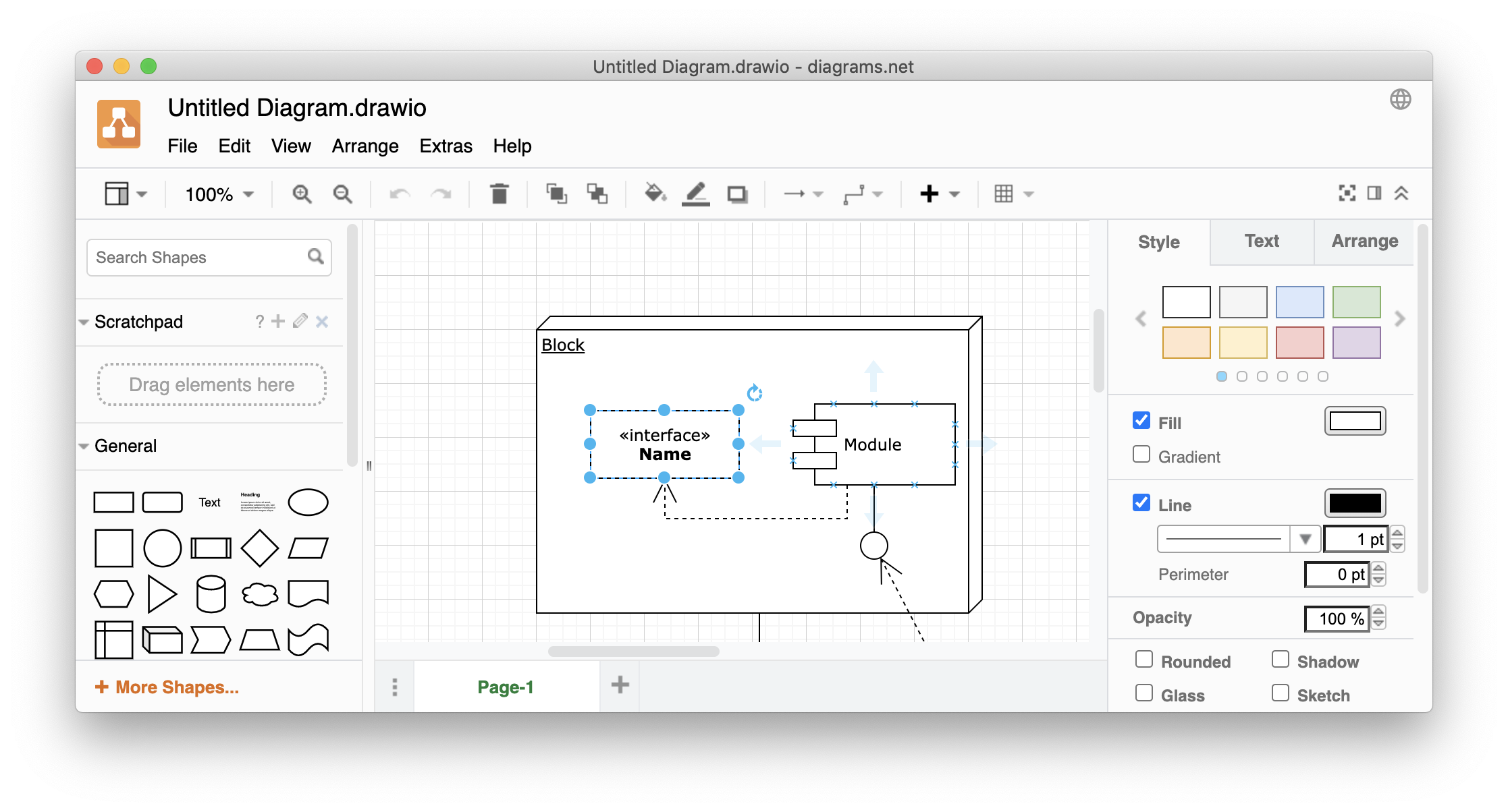 Screenshot: draw.io